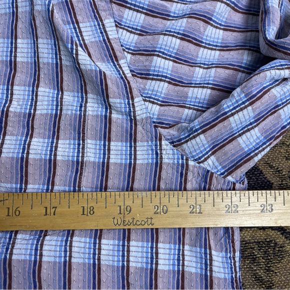 Tommy‎ Bahama Shirt Men Size L Blue Check Textured Silk Long Sleeve Casual - Picture 4 of 9